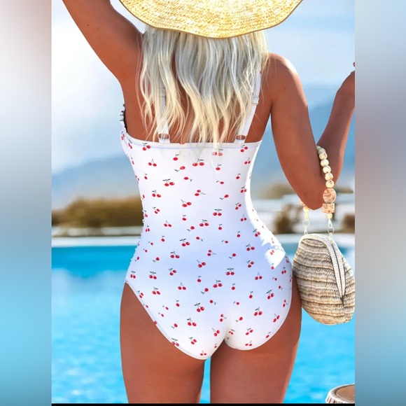 Cherry Print womens One Piece Swimsuit - Picture 2 of 4